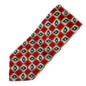 Robert Talbott Nordstrom Necktie Silk Blue Red Geometric Tie Handmade USA Wide